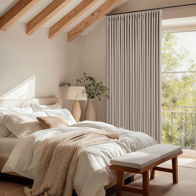 70 Inch Wide Blackout Pinch Pleat Curtains 102 Inches Long Burlywood Birch | - Image 9