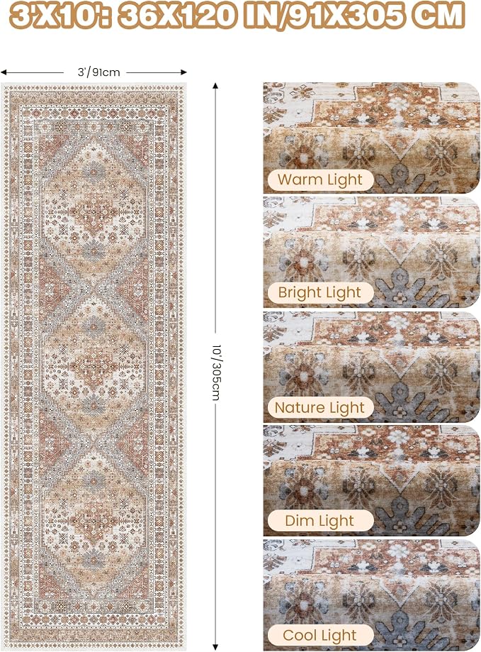 3x10 Runner Rug Non Slip Washable Hallway Runner, Front Porch, Laundry Room - Image 2