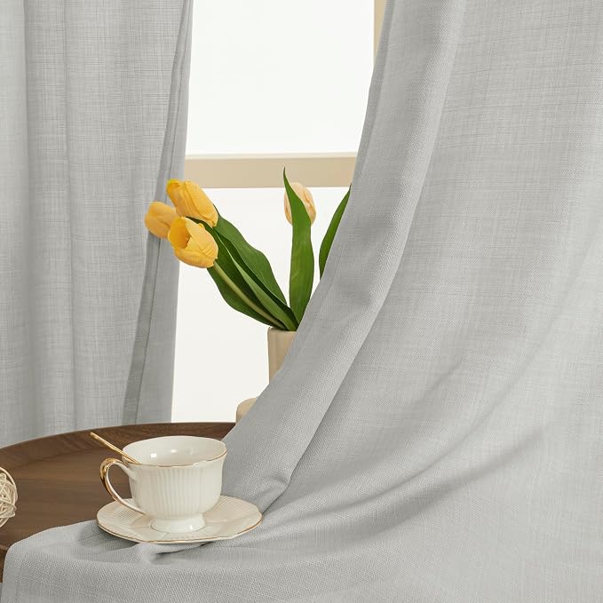 Light Grey Linen Curtains 84 Inch Long - Image 3