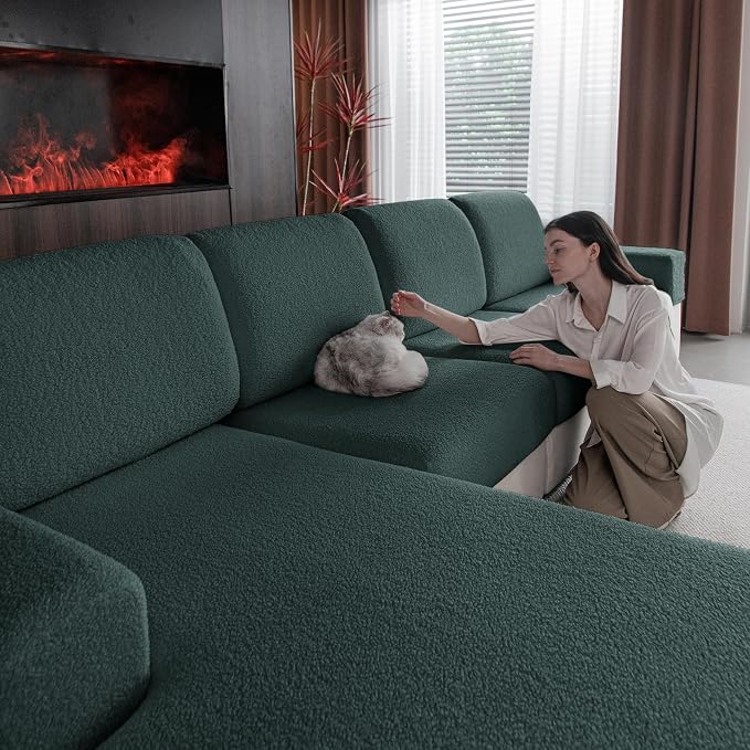 OHSIO Couch Cushion Covers for Sectional Sofa, Stretch Soft Sofa Slipcovers by OHSIO