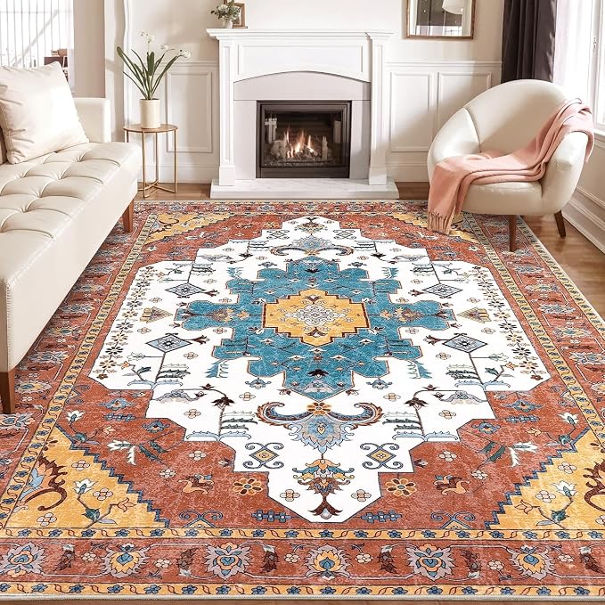 SERISSA 8x10 Washable Non Slip Boho Area Rug by SERISSAHomeDecorCollection