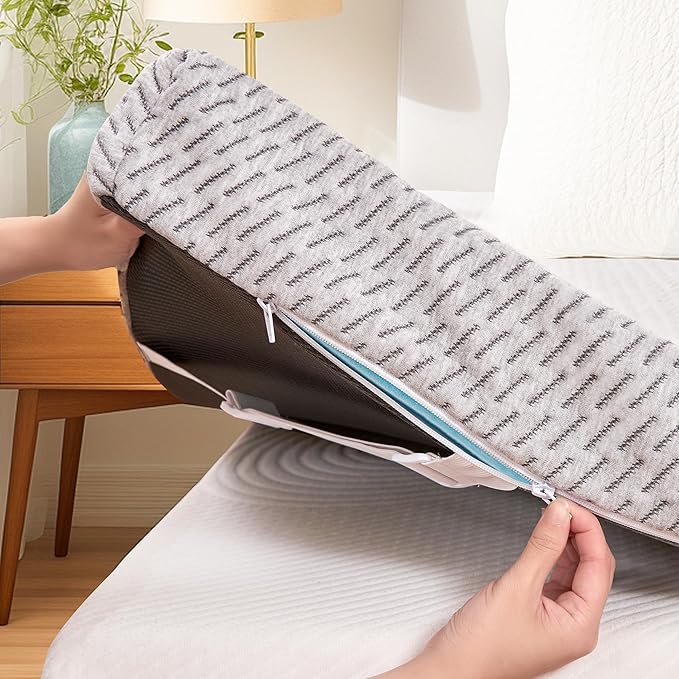 Subrtex Cover for Mattress Topper Queen Size 2 Inch (Only Cover) Mattress Topper Protector Bedding Removable Encasement with Zipper Closure