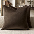 GIGIZAZA Brown Velvet Pillow Covers 18x18 Decorative Pillows Pack of 2 | Throw by GIGIZAZAFocusingonhomedecoration