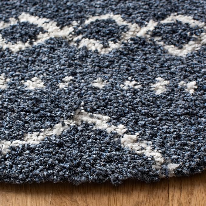 SAFAVIEH Arizona Shag Collection Area Rug - 6' x 8' Oval, Slate Blue & Ivory, Non-Shedding & Easy Cleaning, Plush Thick Pile, Ideal for Living Room, Bedroom, Dining Space (ASG741L)