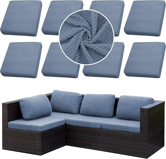 8PCS Patio Cushion Covers.Patio Furniture Couch SeatSlipcovers | Washable by SUKAIKEQA