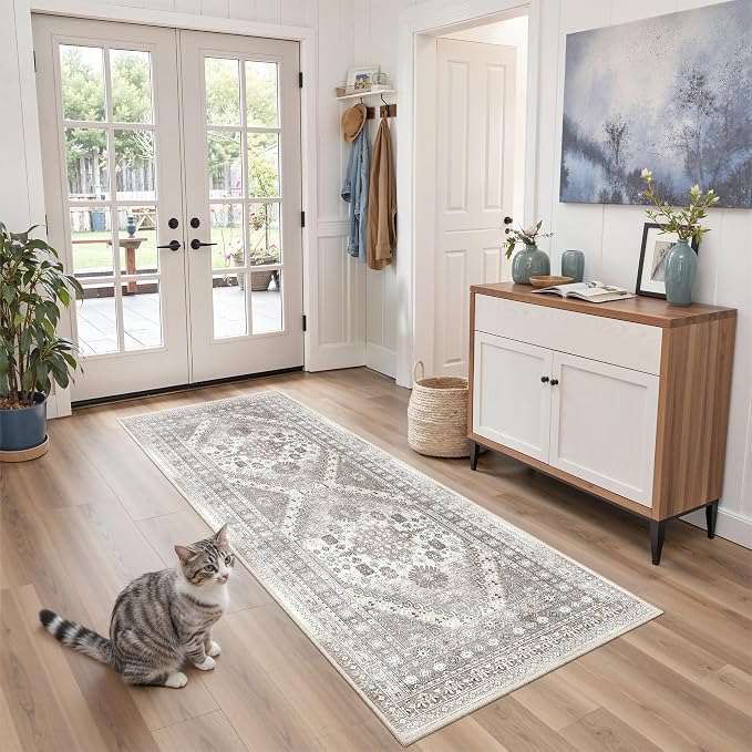 2x5 Rug Runners for Hallways Non Slip, Kitchen Rugs, Nursery Room, Soft Runner by Zesthome