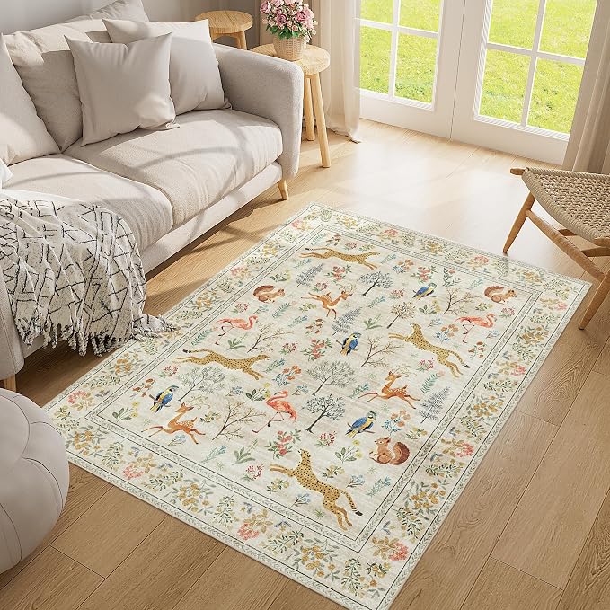 DUKINO 4x5 Area Rug, Washable Animal Rug - Image 5