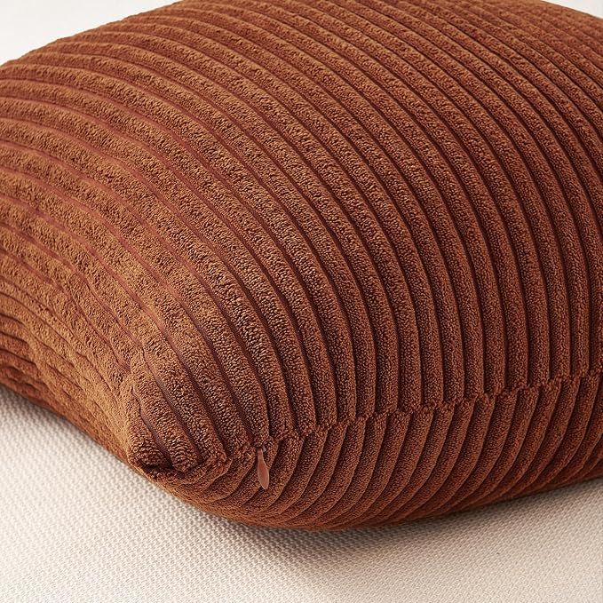 Topfinel 20x20 Inch Pillow Covers Set of 4 Rustic Modern Soft Corduroy Striped - Image 6