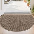 BEQHAUSE Dirt Trapper Door Mat 24" x 36" Half Circle Non Slip Rugs, Taupe | by BEQHAUSE