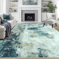 8x10 Area Rugs for Living Room Washable Bedroom Dining Room Teal Grey Gold | by Aelenmu