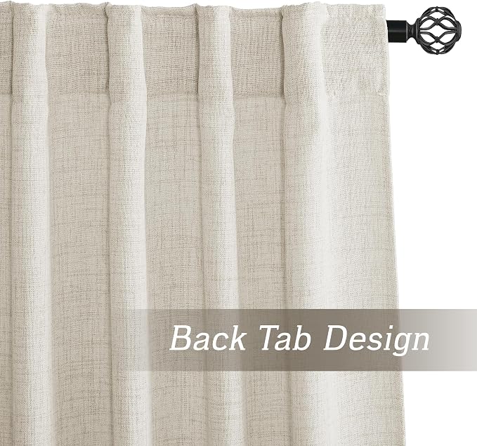 RYB HOME Linen Semi Sheer Curtains - Image 3