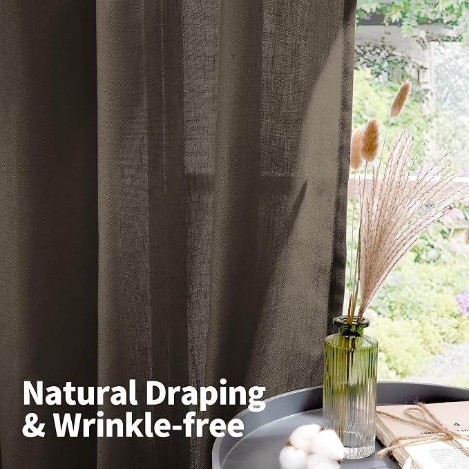 YoungsTex Extra Long Brown Linen Curtains 95 Inch Length - Image 6