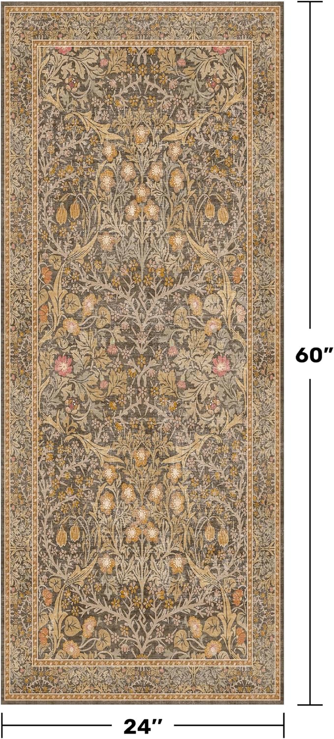 Non Slip 2x5 Gold Brown Bathroom Runner Rug - Image 2