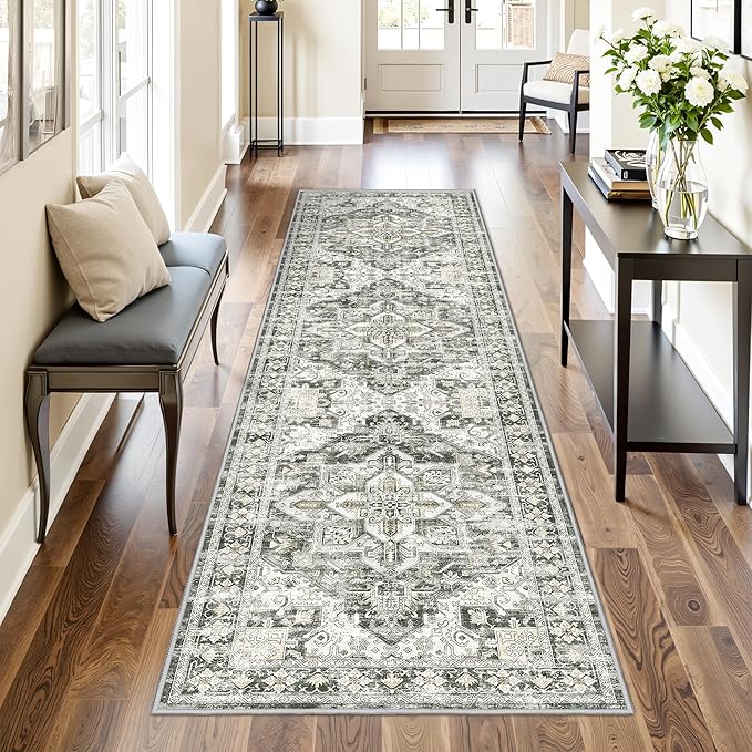 Runner Rug 2x8 Runners for Hallways Washable Rugs, Non Slip Low Pile Soft by Restydon