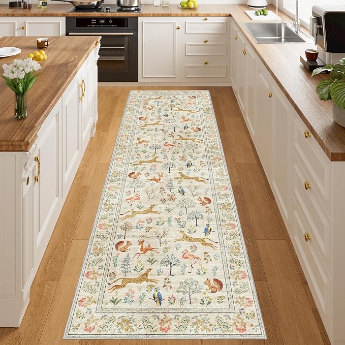DUKINO 2x6 Runner Rug, Washable Animal Kitchen Rugs Non Slip, Low Pile - Image 5