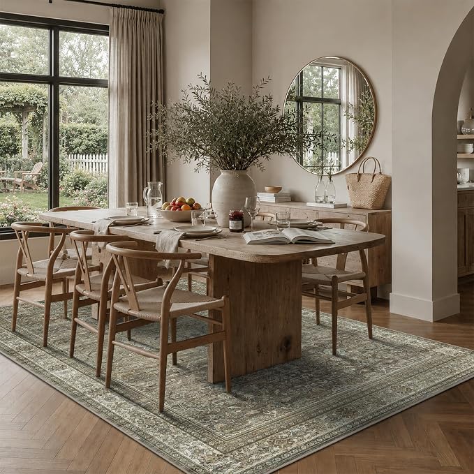 Schweek 6x9 Area Rug Brown Grey Non-Slip Washable Rugs - Image 3
