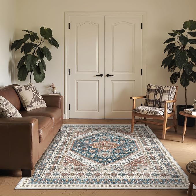 3x5 Washable Area Rug for Entryway Non Slip Kitchen Rugs, Floral Soft Living - Image 3