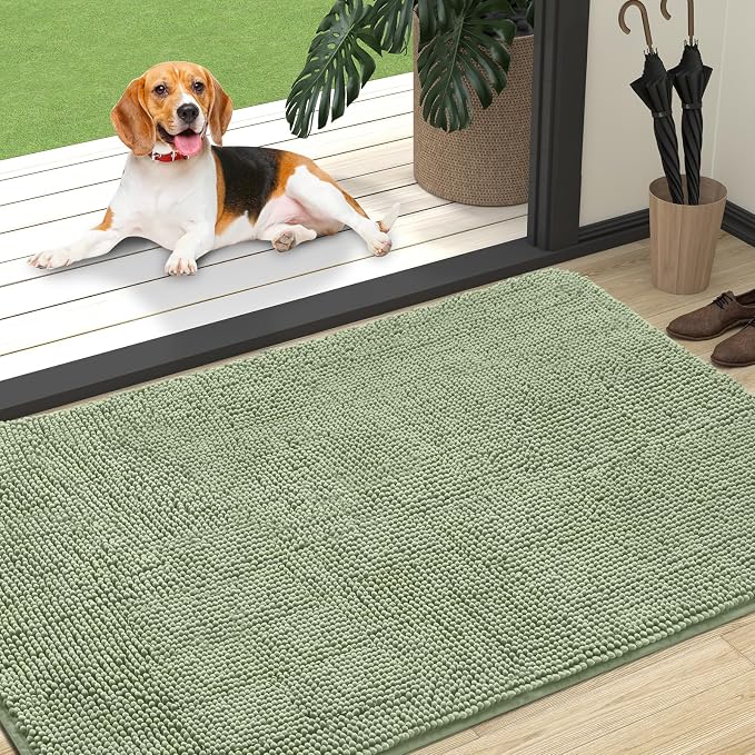 OLANLY Dog Door Mat for Muddy Paws 47x32, Super Absorbent Chenille Mud Mat | by OLANLY