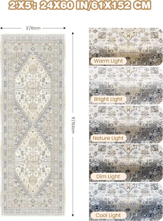 2x5 Rug Runner Non-Slip Washable Rugs - Image 2