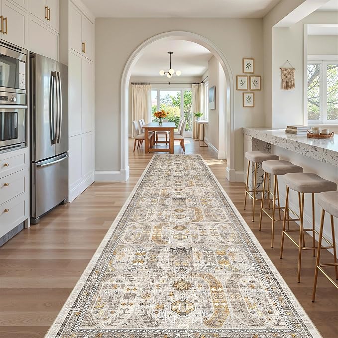 Madane Hallway Runner Rug 3x16 Washable Kitchen Runners Long, Low-Pile by Madane