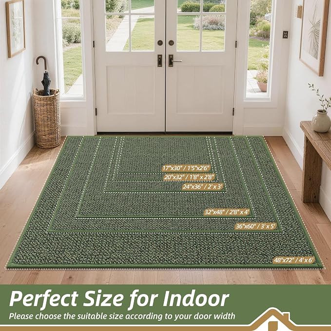 BEQHAUSE Dirt Trapper Door Mat 24" x 36", Non-Slip Washable Doormats, Low - Image 2
