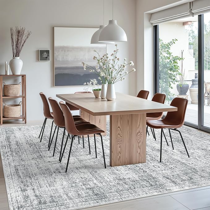Soalmost Washable Area Rug 8x12 Large Soft Grey Rugs - Image 2