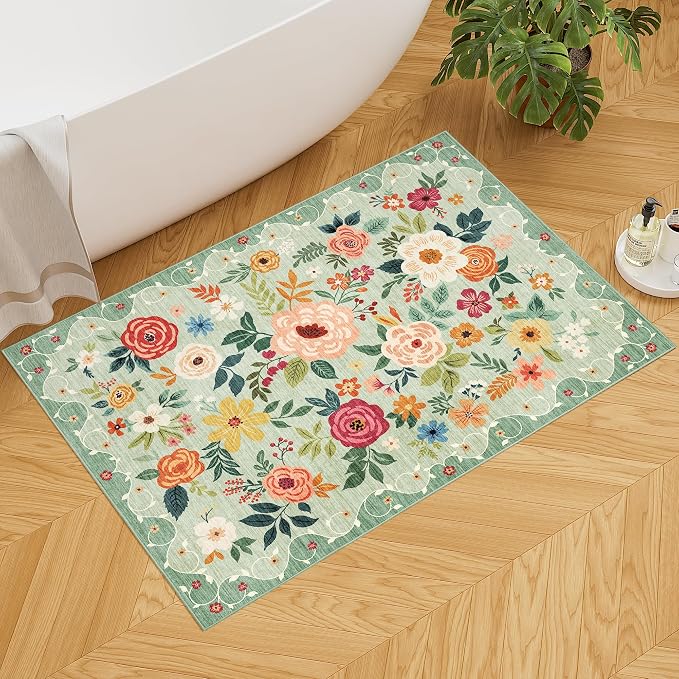DUKINO 2x3 Rug, Floral Washable Rug - Image 7