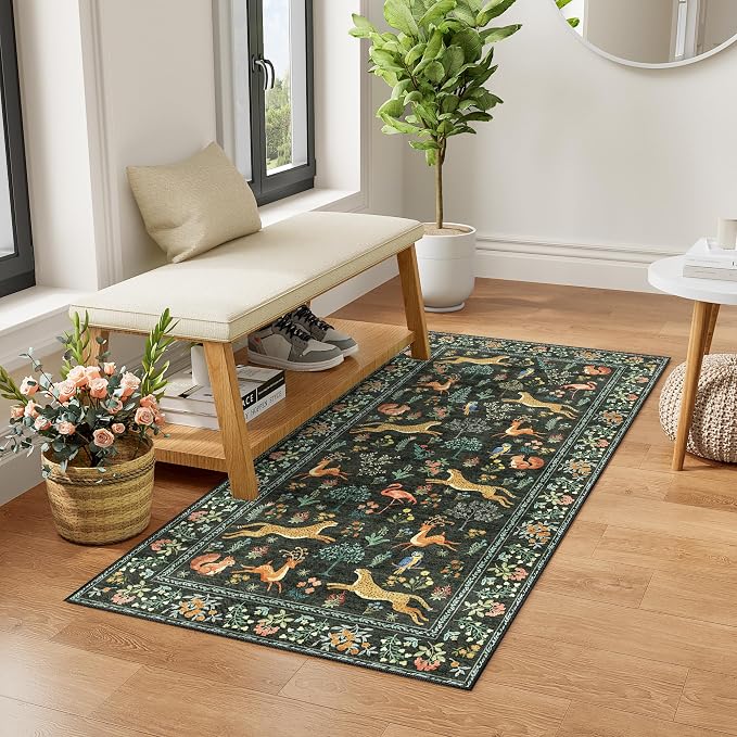 DUKINO 2x4 Rug for Entryway, Animal Washable Runner Rug for Kitchen, Low Pile - Image 3