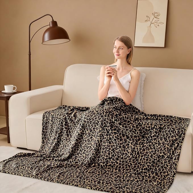 Edenleaf Leopard Print Blanket Fleece Throw - Image 3