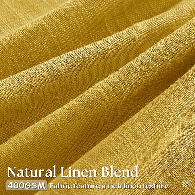 Mustard Yellow 80 Inch Pinch Pleated Linen Light Filtering Curtains 2 Panels - Image 3