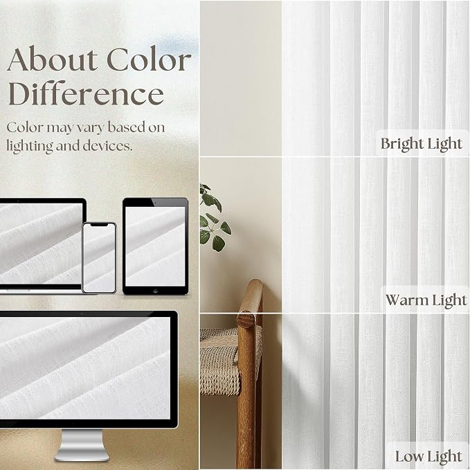 Snow White Linen Curtains 80 Inches Long - Image 4