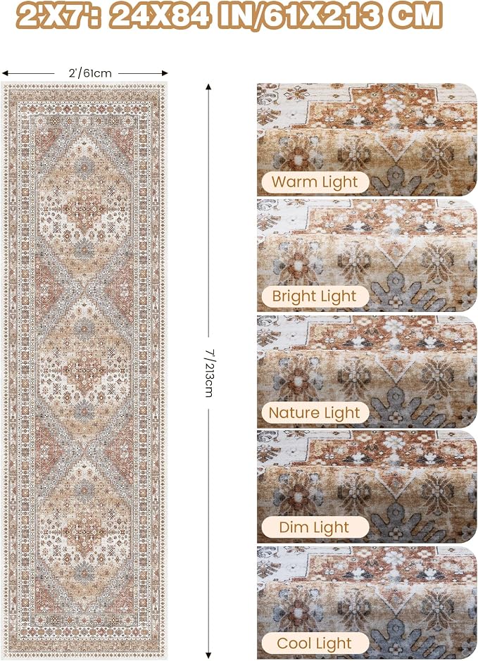 2x7 Runner Rug, Non Slip Washable Rugs - Image 2