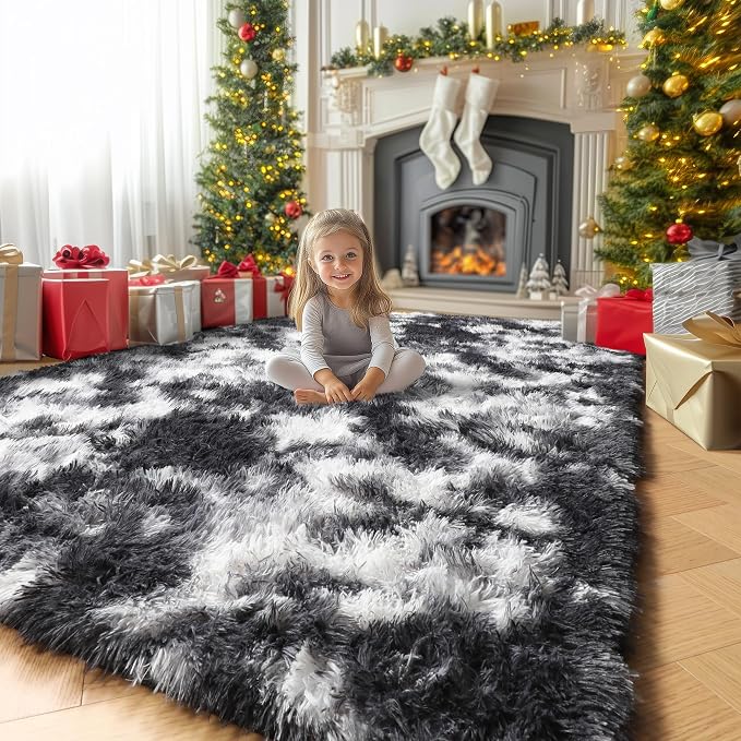 Amdrebio Black White Grey Cool Area Rug 4x6 - Image 8