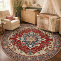 RELEANY Washable Area Rug, Round 5ft, Water Repellent, Pet Friendly, Vintage by RELEANY