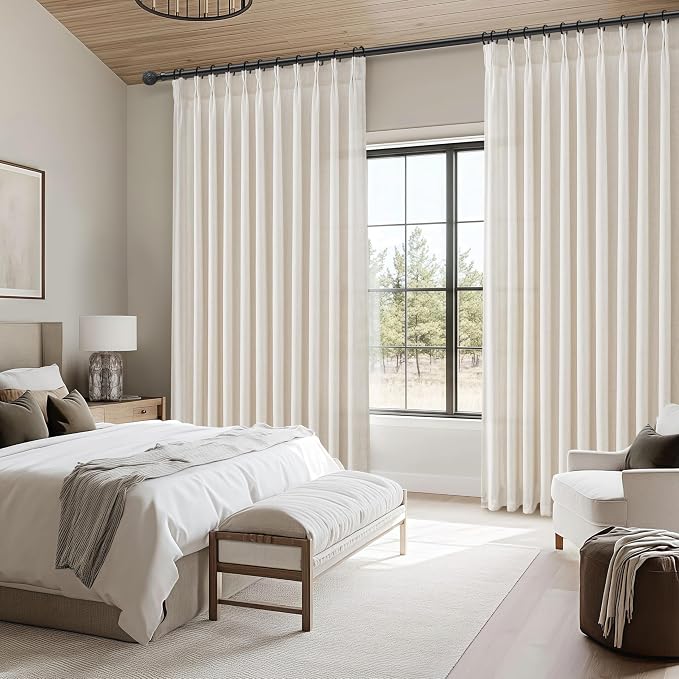 Birch Pinch Pleated Light Filtering 60 Inch Wide Bedroom Curtains 108 Inches - Image 6