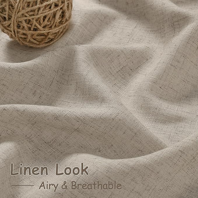 Living Room Curtains 63 Inch Length Linen Blend Cobblestone Light Filtering - Image 4