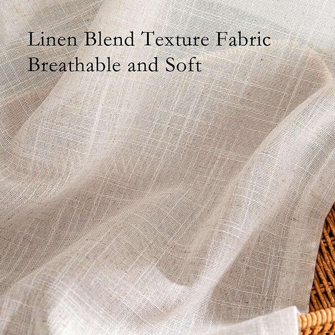 MYSKY HOME Natural Linen Sheer Curtains 63 Inch Length - Image 5
