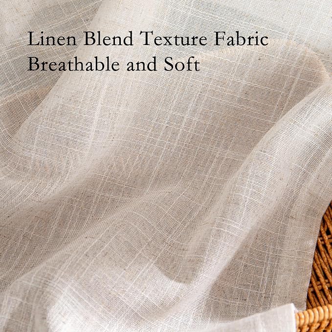 MYSKY HOME Natural Linen Curtains 24 Inch Long - Image 6