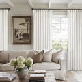 Extra Wide Pinch Pleat 84 Inch Curtains 60 Inch Wide Beige White | Memory by Twodrapes