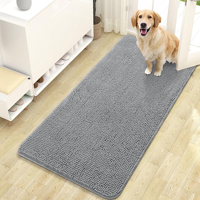OLANLY Dog Door Mat for Muddy Paws 47x24, Super Absorbent Chenille Mud Mat | by OLANLY