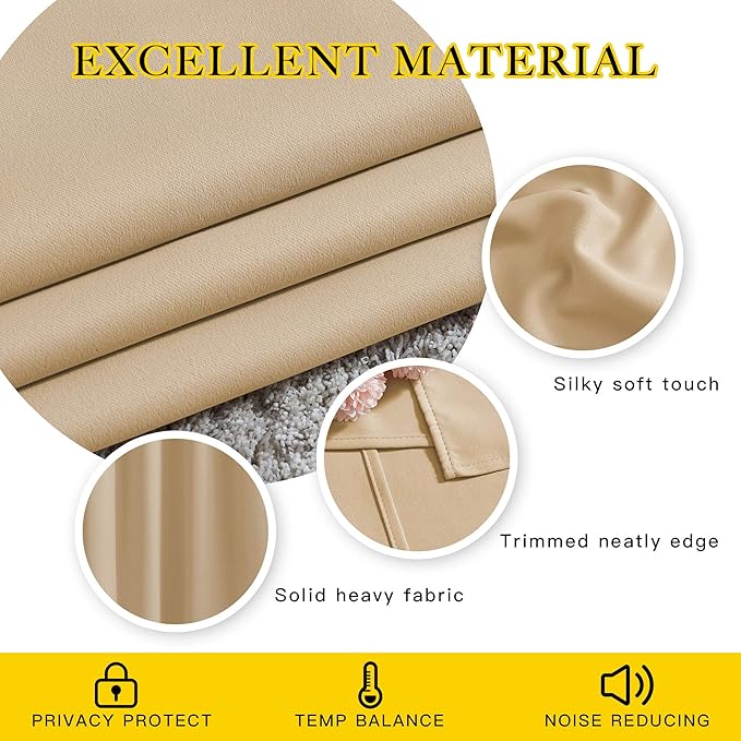 NICETOWN Blackout Biscotti Beige Curtains 84 inches Long, Thermal Insulated - Image 5