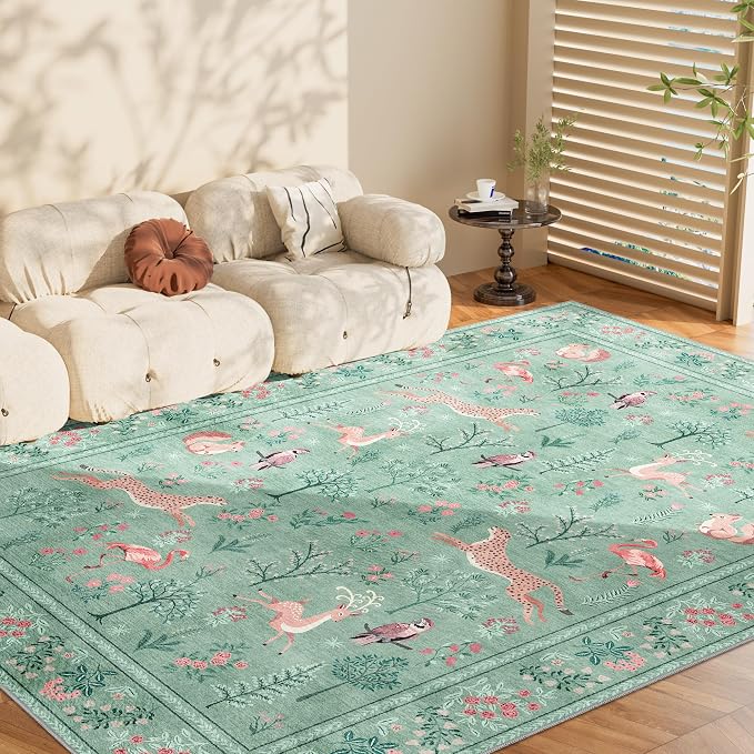 DUKINO 5x7 Area Rugs, Washable Animal Rug - Image 9