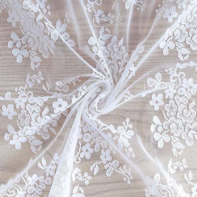 YJ YANJUN Vintage Lace Curtains 96 Inches Long Brilliant White 2 Panels | - Image 5