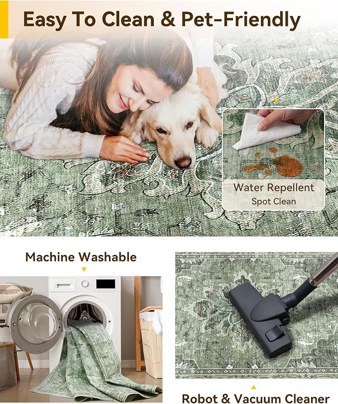 RELEANY Washable Area Rug, Runner 3'x7', Water Repellent, Pet Friendly - Image 5