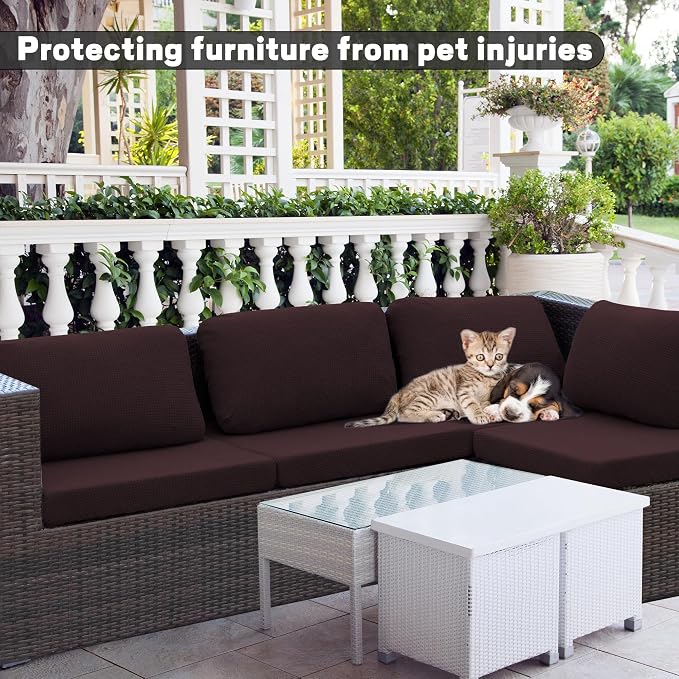 8Pcs Outdoor Cushion Covers, Elastic Patio Cushion Covers | Washable, - Image 3