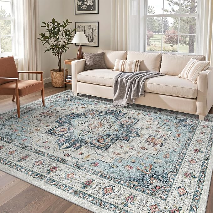 Madane 5x7 Area Rugs for Living Room, Non-Slip Washable Rug, Soft Low Pile by Madane