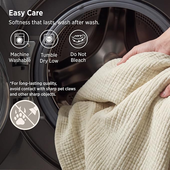 Bedsure 100% Cotton Muslin Blanket Twin XL - Image 5