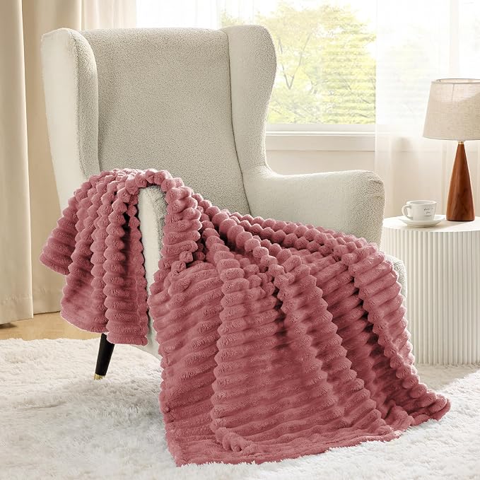 Bedsure Soft Throw Blanket for Couch Decor Gifts Dusty Pink 50"x70" | Birthday - Image 3