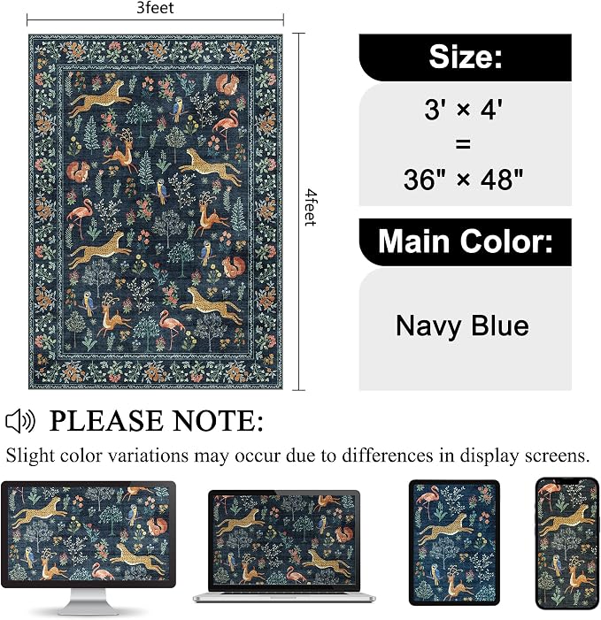 DUKINO 3x4 Rug, Washable Animal Area Rug - Image 2