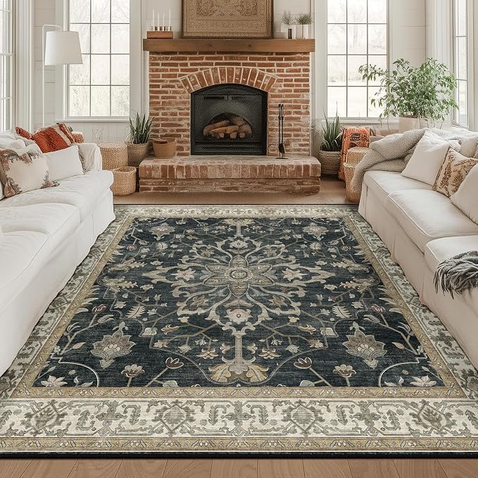 RELEANY Washable Area Rug, Square 8'x8', Water Repellent, Pet Friendly by RELEANY
